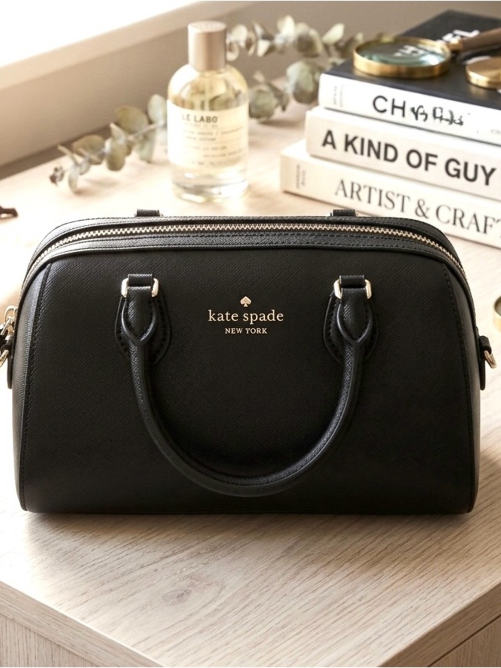 🌟Kate Spade Black Saffiano Leather Satchel Crossbody Bag| Black | NWT